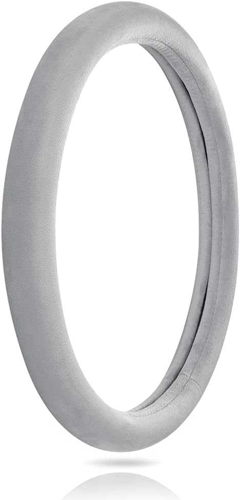 Soft Velvet Steering Wheel Cover, Universal Luxury Steering Wheel Protector Car Interior Accessories 15 inch (Gray)
