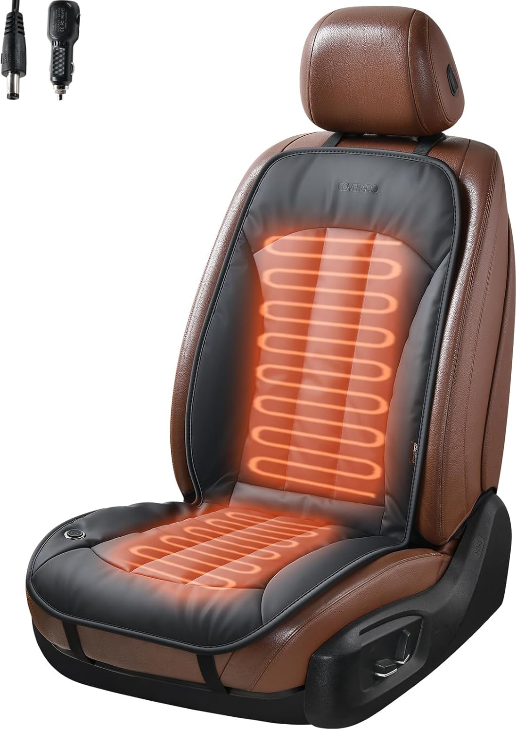 Car Seat Cushion Winter, Waterproof Faux Leather Seat Cover for Cars, Driver or Passenger Seat Cushion for Full Back and Seat, Durable Anti-Slip Car Seat Protector Universal Fit Most Cars