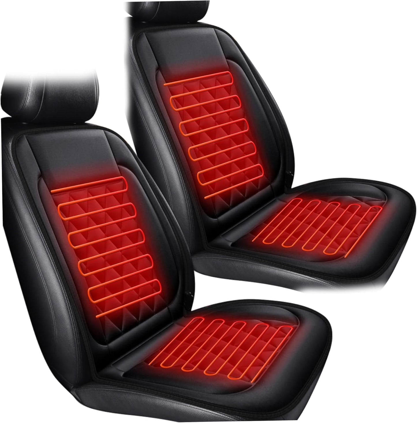Universal Seat Cushion, Comfortable Large Heated Seat Covers,Non-Slip Breathable Unique Back Rest Deep Black 2Pcs