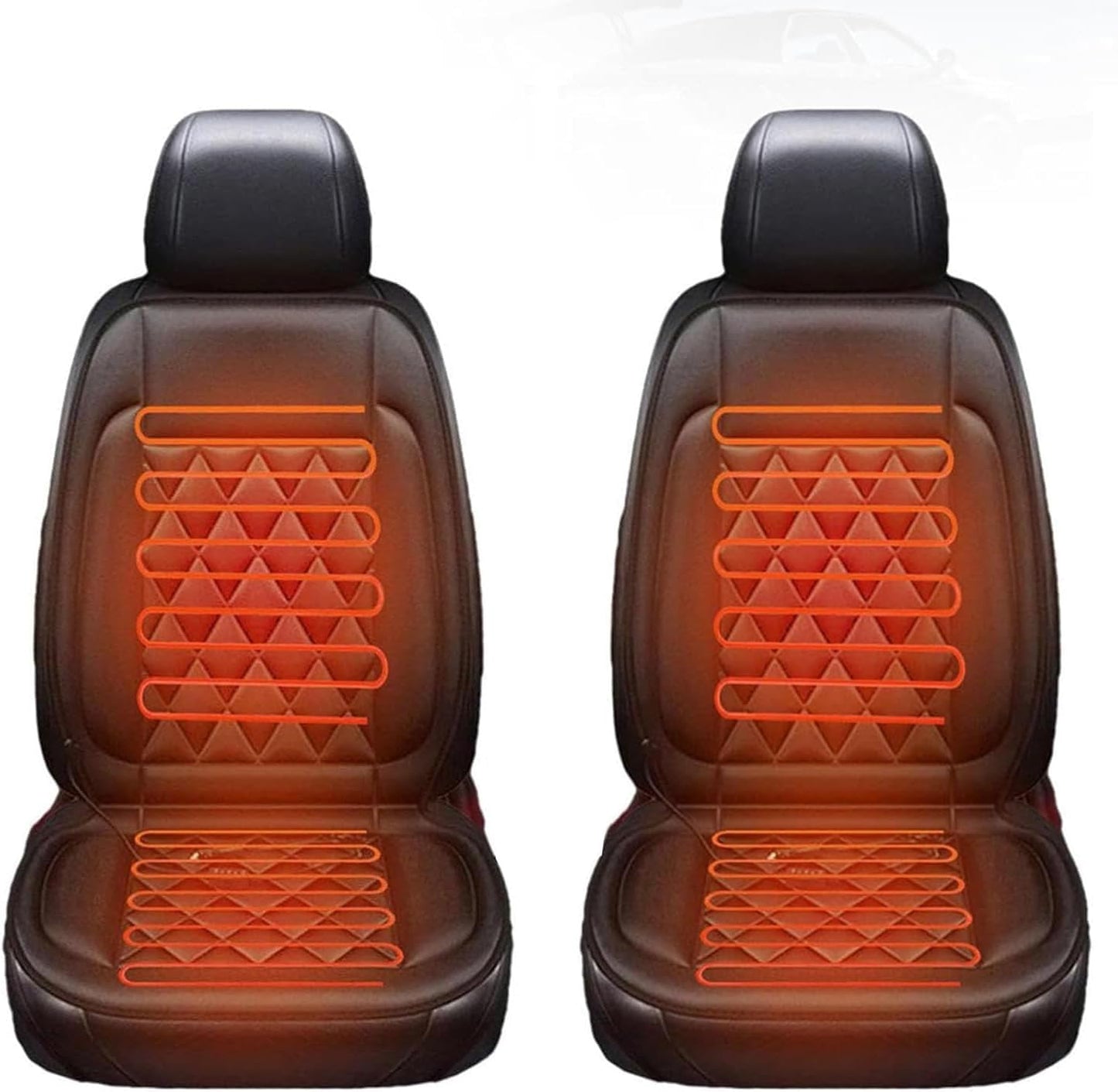 Universal Seat Cushion, Comfortable Large Heated Seat Cover,Non-Slip Breathable Unique Back Rest Black 2Pcs