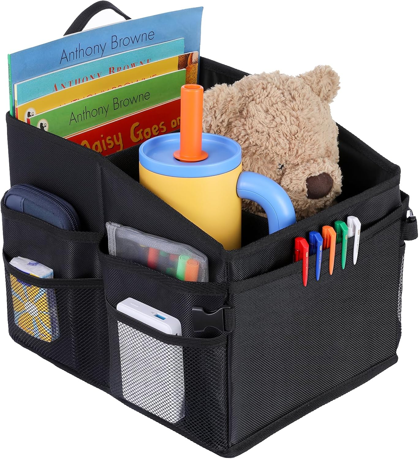 Foldable Car Seat Organizer - Oxford Fabric Storage Box for Back Seat, Car Front Seat Organizer Universal Fit for Kids