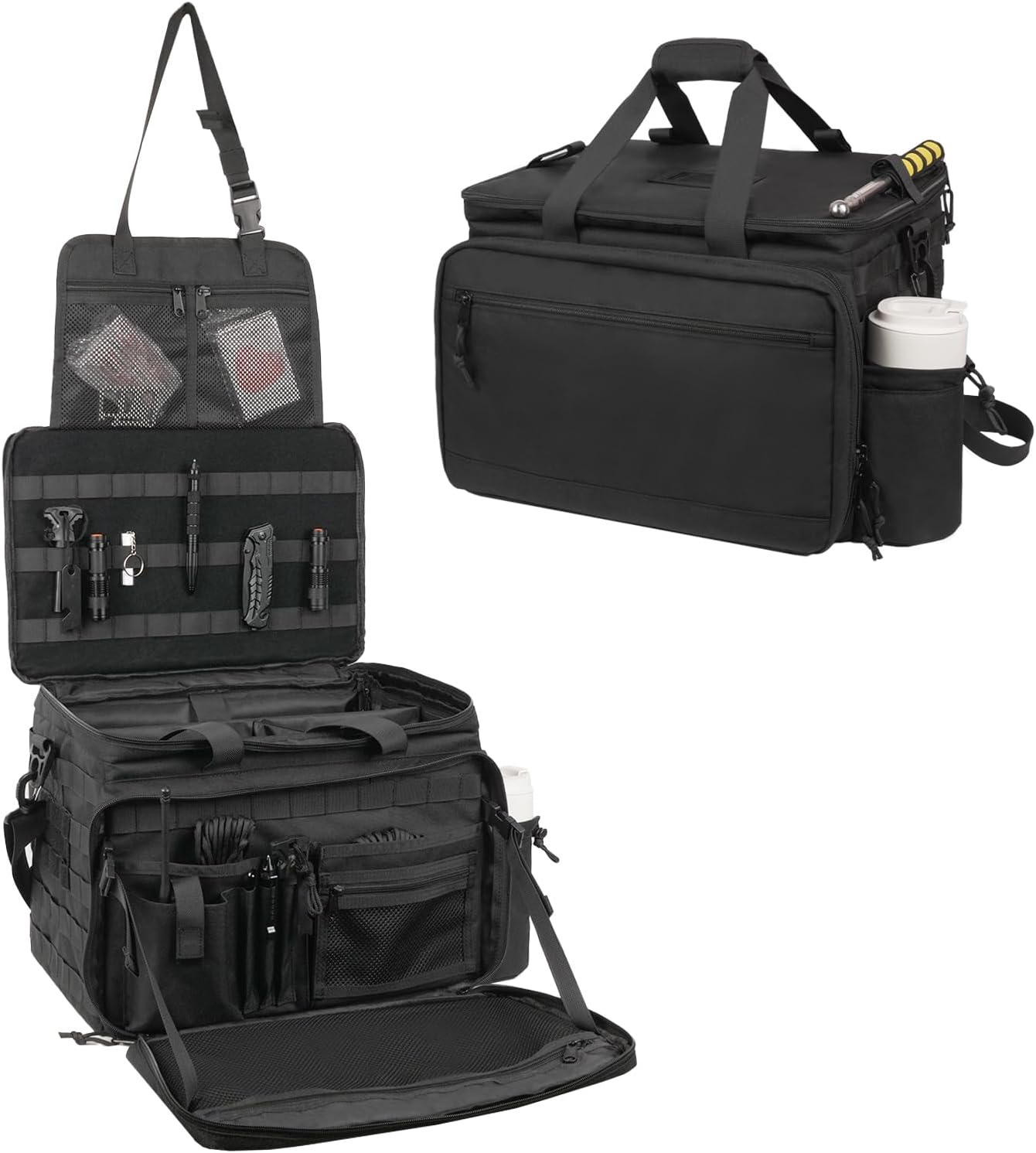 Patrol Bag Law Enforcement, Police Gear Car Front Seat Vehicle Organizer Bags with  System (Black)