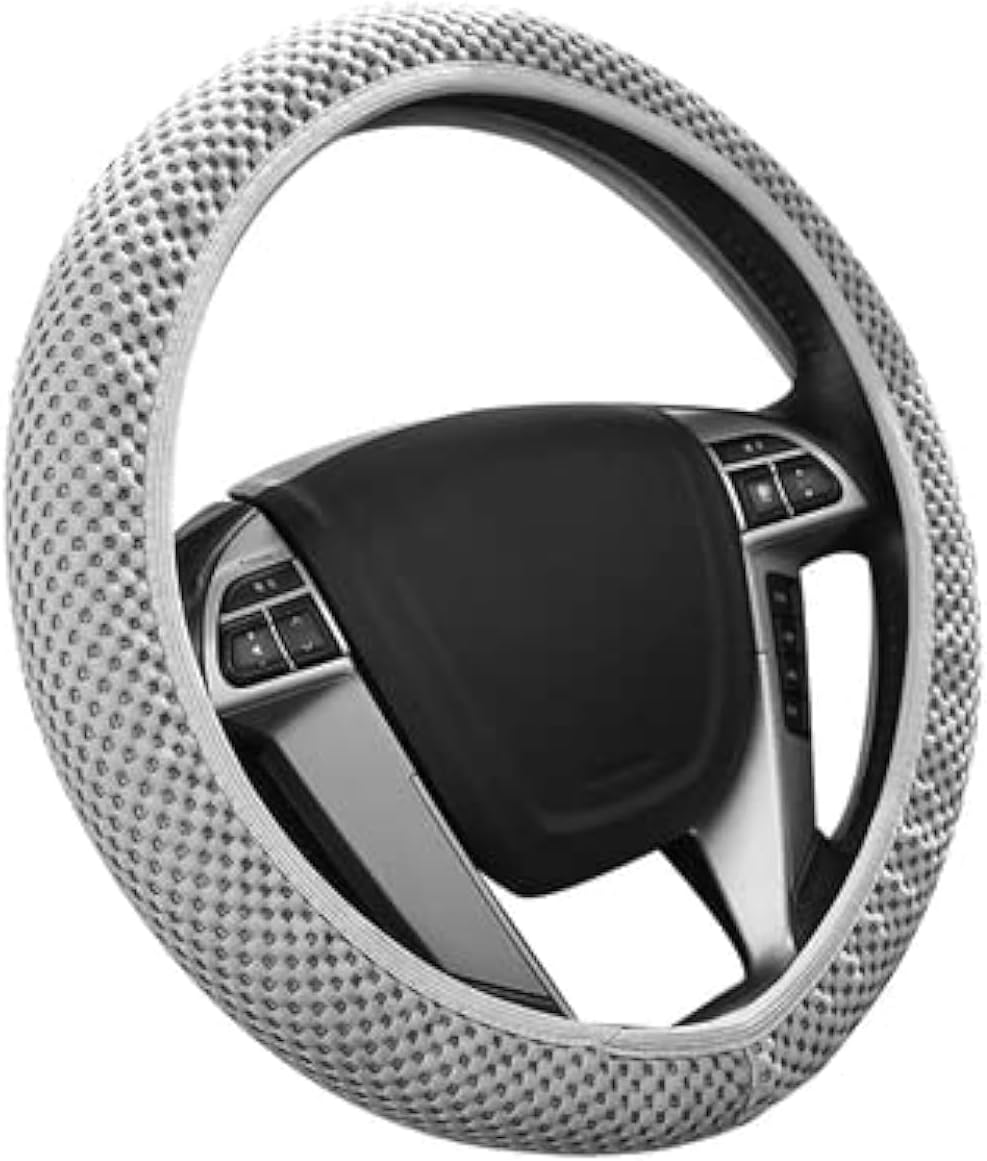 Elastic Stretch Steering Wheel Cover, Car Accessories for Women and Men - Covers for Honda, Ford, Toyota, Nissan, and More - Universal 15" Size, Microfiber Breathable Polyester (Gray)