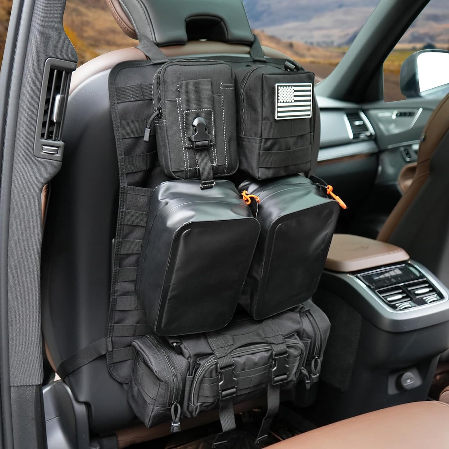 Seat Tactical Bag with 2-piece Waterproof Bag Style 3-piece Universal Tactical Car Seat Back Organizer Vehicle Storage Bag with Multi-Pocket