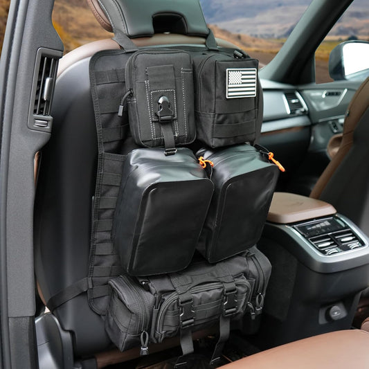 Seat Tactical Bag with 2-piece Waterproof Bag Style 3-piece Universal Tactical Car Seat Back Organizer Vehicle Storage Bag with Multi-Pocket