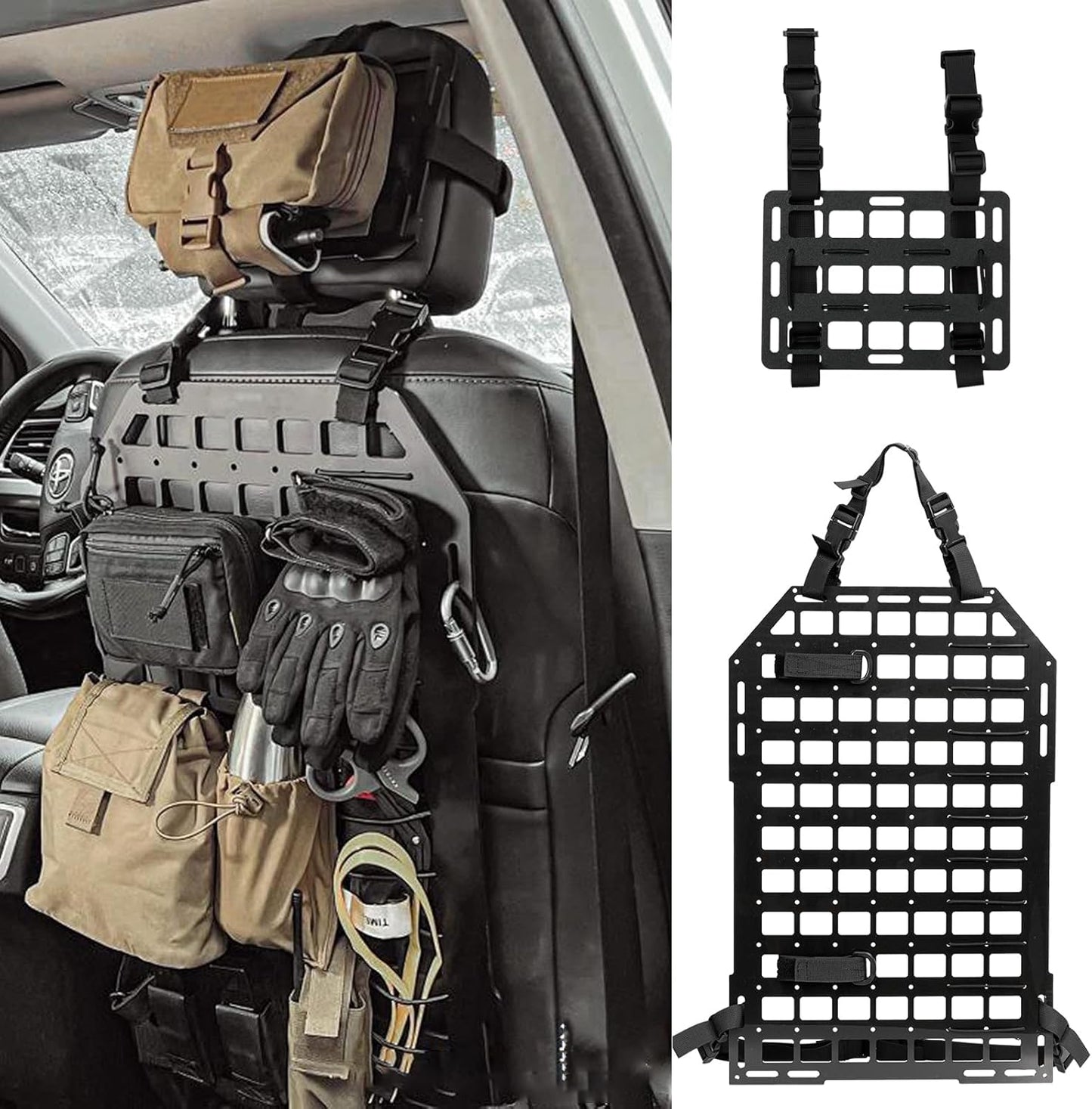 Rigid  Panels for Vehicles +  Headrest Panel Universal Tactical  Seat Back Panel Organizer Modular Storage & Display for Tactical Gears Accessories