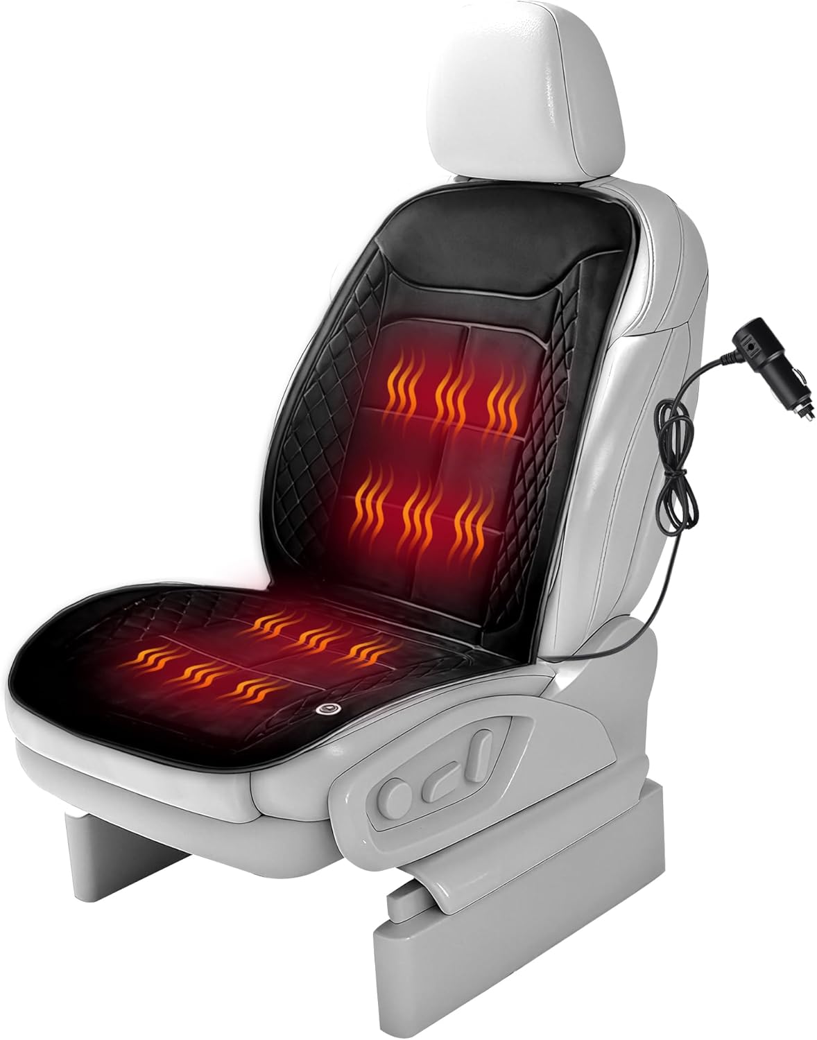 Soft Plush Seat Cushion, Comfortable Seat Cover with Full Back Support in Winter, Universal Fit Car SUV Truck RV Van (Black)