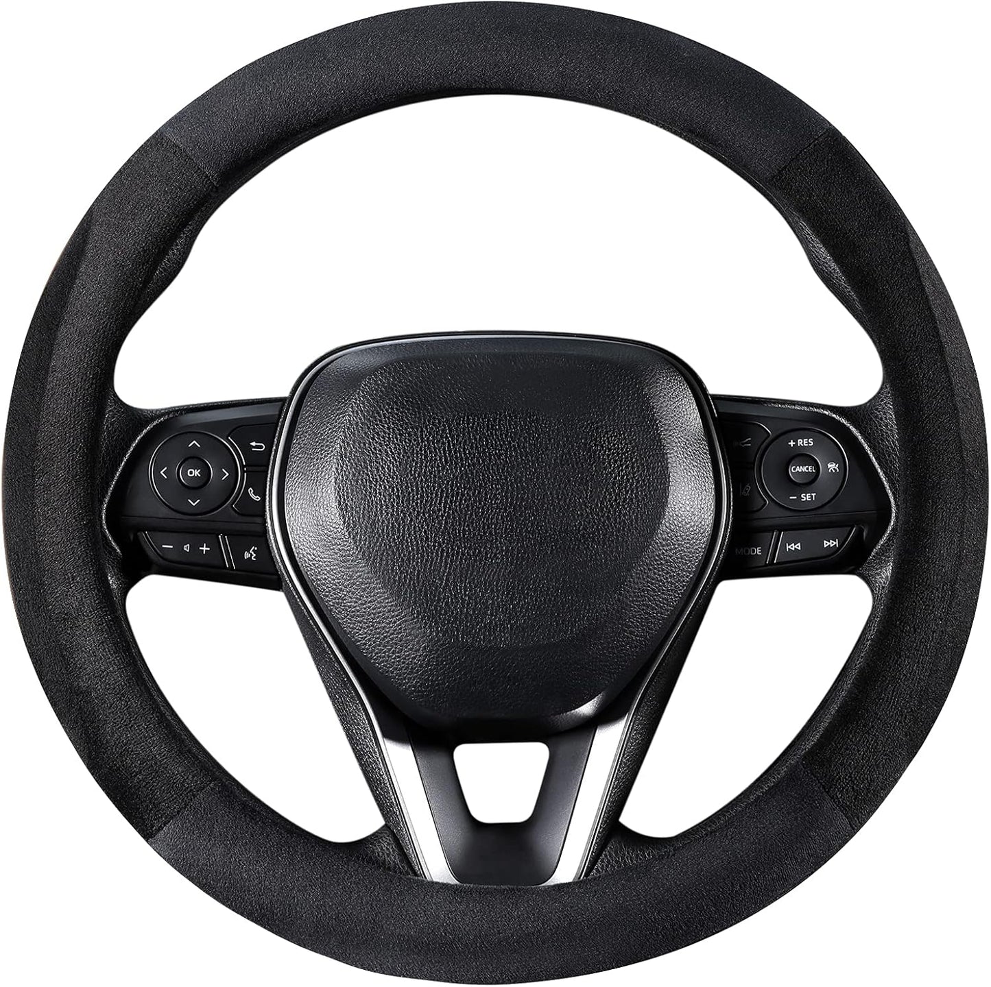 Black Plush Winter Auto Car Steering Wheel Cover Universal 15 inch