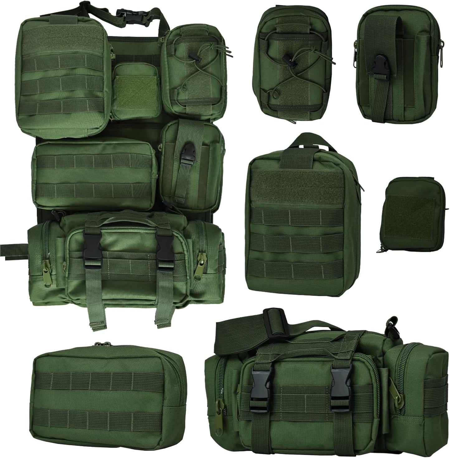 Tactical Car Seat Back Organizer Bag Tactical  Organizers Panel Vehicle Protector Organizers with 6 Detachable Pouches Universal for Car Truck Jeep SUV