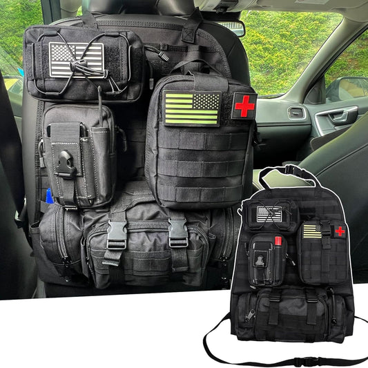 Tactical Car Seat Back Organizer With 4 Detachable Pouches Universal Upgrade Tactical  Vehicle Panel Organizer fits for Most of Car Truck Ford Jeep Vehicle