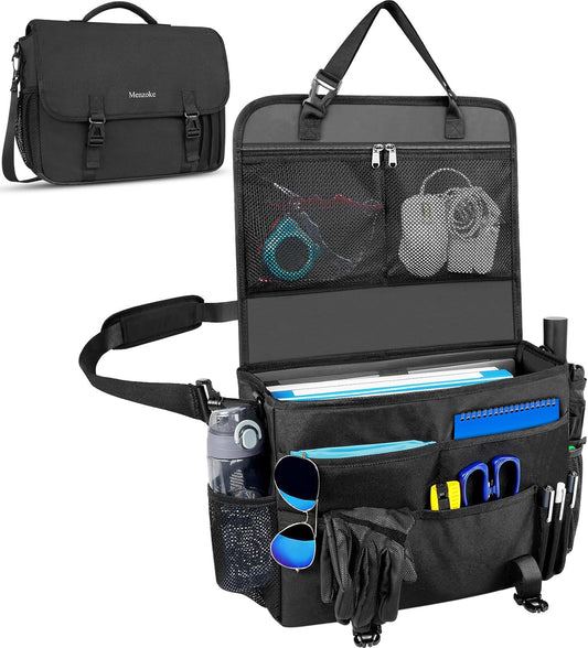 Car Front Seat Organizer, Patrol Bag Law Enforcement, Hanging Passenger Seat Car Organizer with 17 Inch Laptop Storage, Adjustable Strap Backseat Organizers for Truck Office, Police, Black